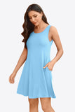 Full Size Round Neck Sleeveless Dress with Pockets - Trendsi