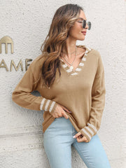 Johnny Collar Drop Shoulder Sweater - Trendsi