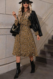 Printed Long Sleeve Midi Dress - Trendsi