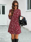 Round Neck Long Sleeve Mini Dress - Trendsi - Flyclothing LLC