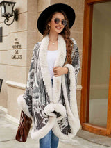 Printed Open Front Poncho - Trendsi - Flyclothing LLC
