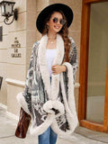 Printed Open Front Poncho - Trendsi - Flyclothing LLC