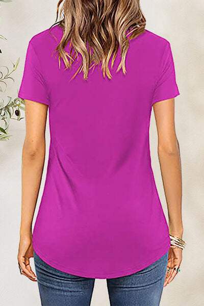 Crisscross Short Sleeve T-Shirt - Trendsi - Flyclothing LLC