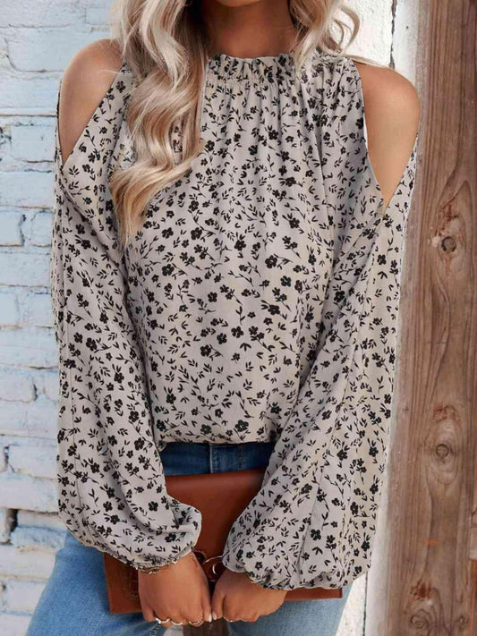 Floral Cold-Shoulder Blouse - Trendsi
