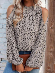 Floral Cold-Shoulder Blouse - Trendsi