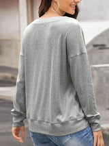 Quarter Button Dropped Shoulder Blouse - Trendsi - Flyclothing LLC