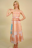 Printed Spaghetti Strap Smocked Midi Dress - Trendsi