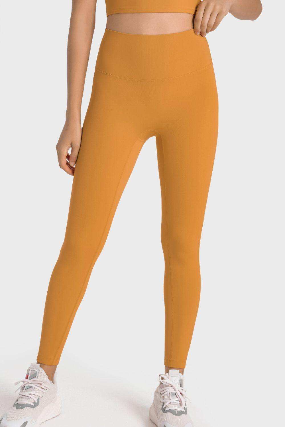 High-Rise Wide Waistband Yoga Leggings - Trendsi - Flyclothing LLC
