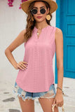 Eyelet Notched Sleeveless Top - Trendsi - Flyclothing LLC