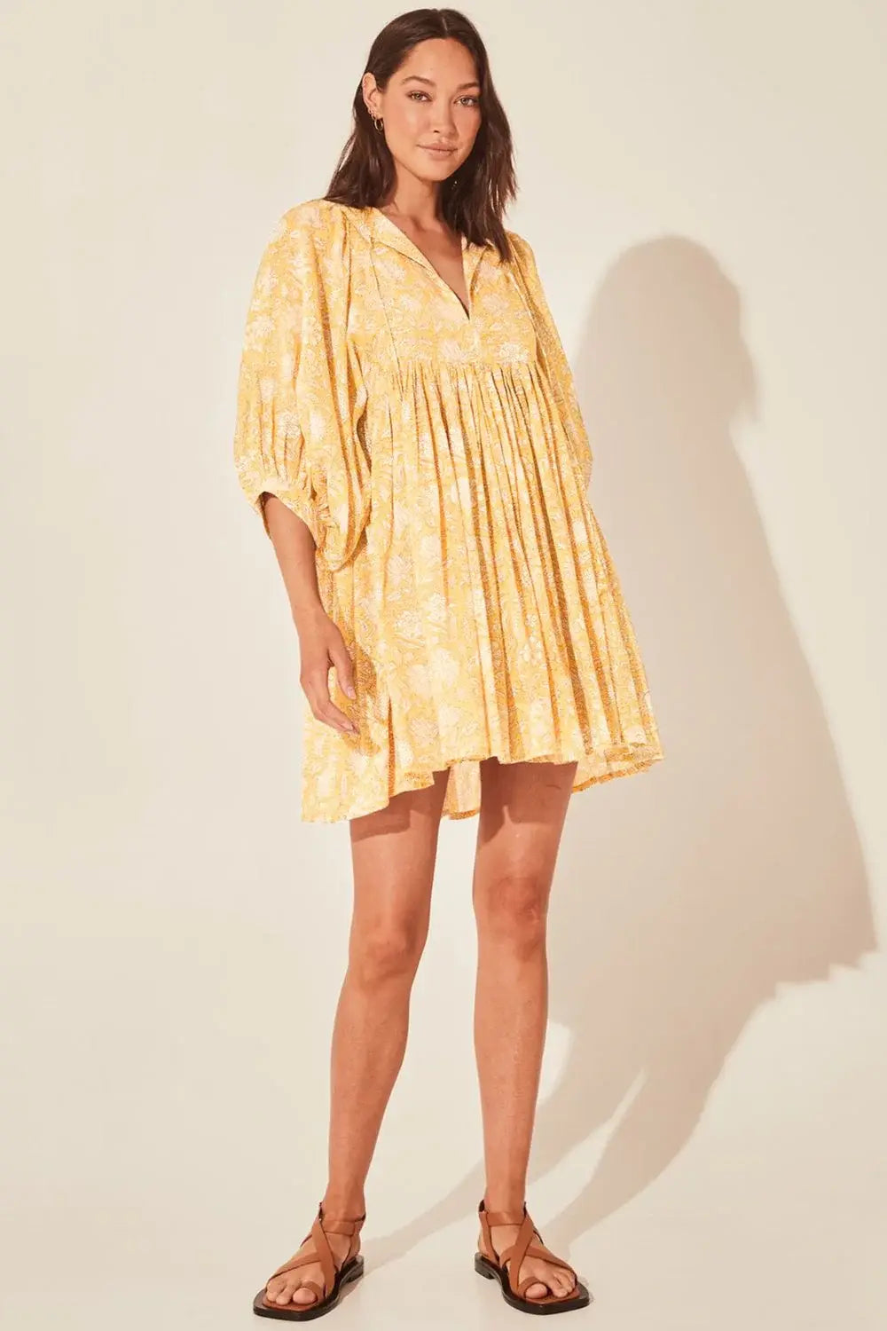 Floral Tie Neck Lantern Sleeve Dress - Trendsi - Flyclothing LLC