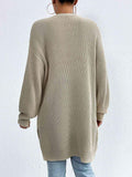 Open Front Dropped Shoulder Slit Cardigan - Trendsi