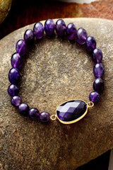 Handmade Amethyst Beaded Bracelet - Trendsi