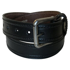 Single Stitch Saddle Genuine Leather Western Belt (Black or Tan) - Flyclothing LLC