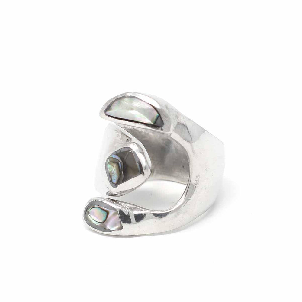 Alpaca Silver Wrap Ring, Abalone - Size 8 - Artisana