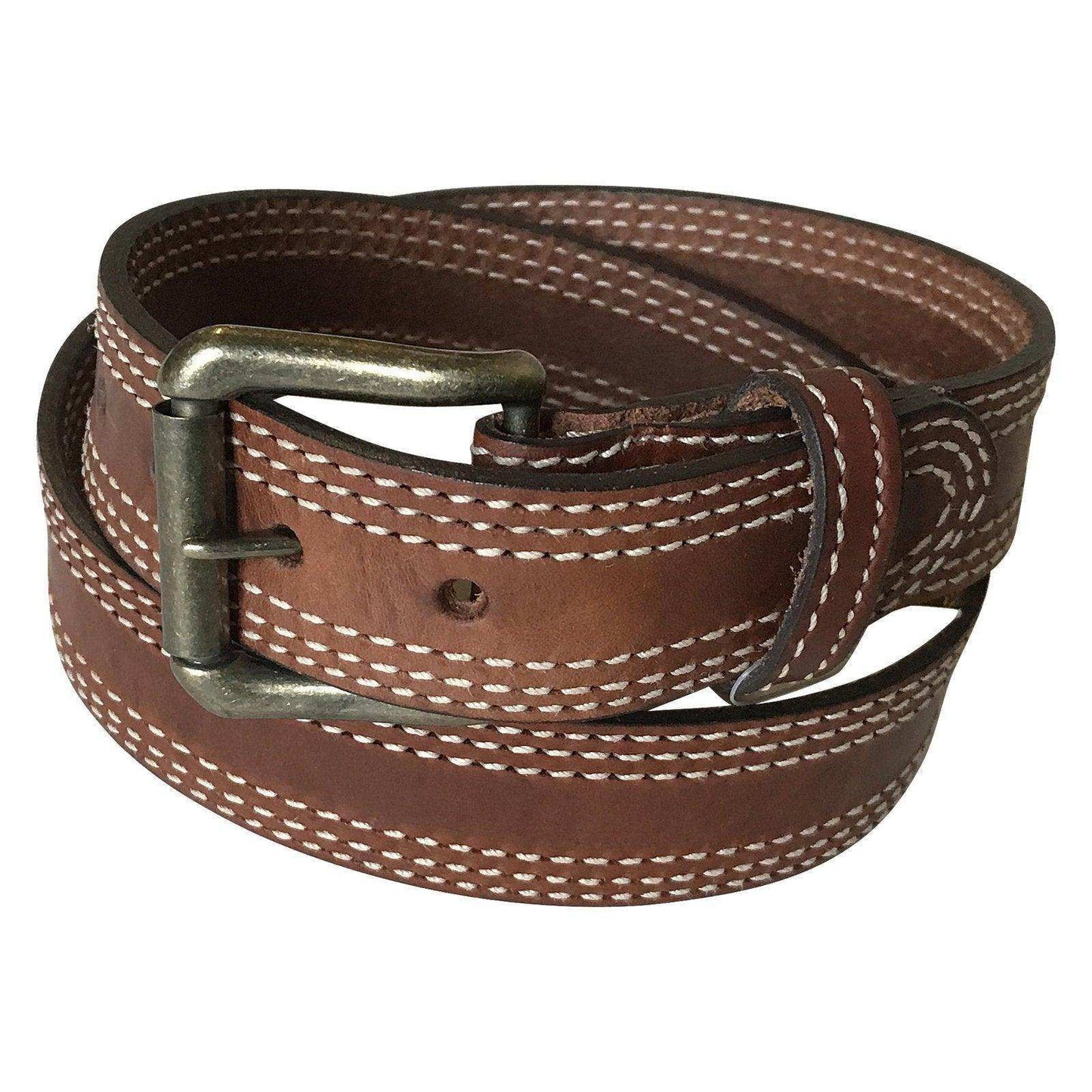 Tan Triple Stitch Genuine Leather Western Belt - Rockmount Clothing - Flyclothing LLC