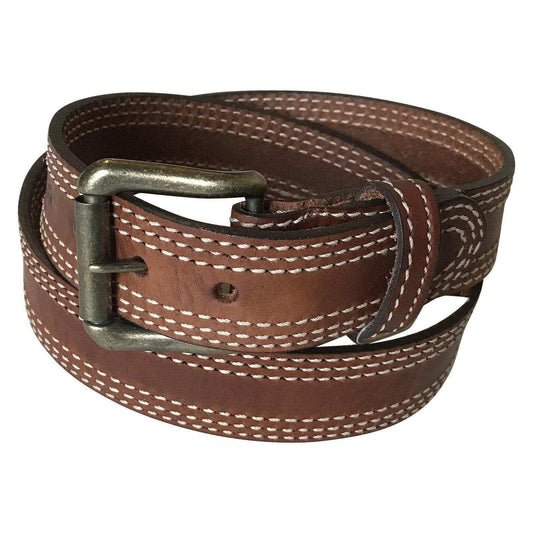 Tan Triple Stitch Genuine Leather Western Belt - Rockmount Clothing - Flyclothing LLC