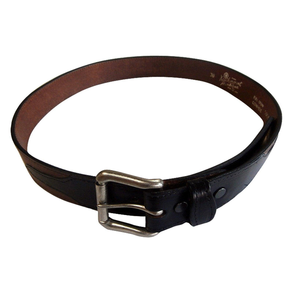 Black Genuine Leather Western Belt with Tan Billets - Rockmount Clothing