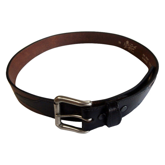 Black Genuine Leather Western Belt with Tan Billets - Rockmount Clothing