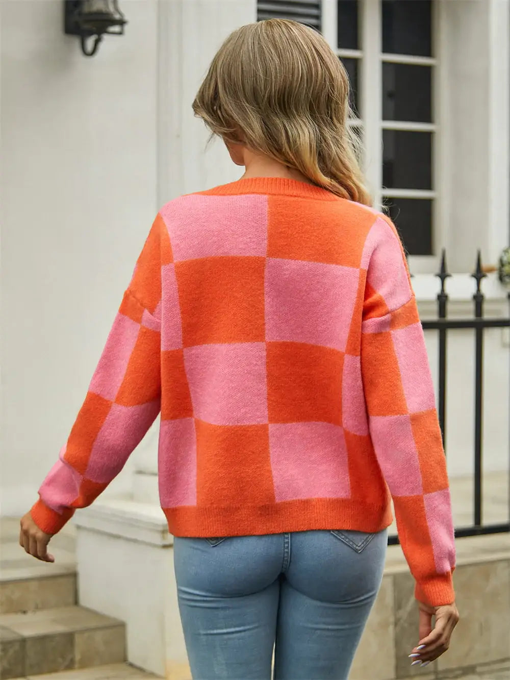 Plaid V-Neck Dropped Shoulder Cardigan - Trendsi - Flyclothing LLC