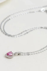 1 Carat Moissanite Heart Pendant Necklace - Trendsi - Flyclothing LLC