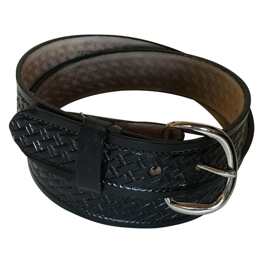 Basket Weave Genuine Leather Western Belt (Black, Brown or Tan) - Flyclothing LLC