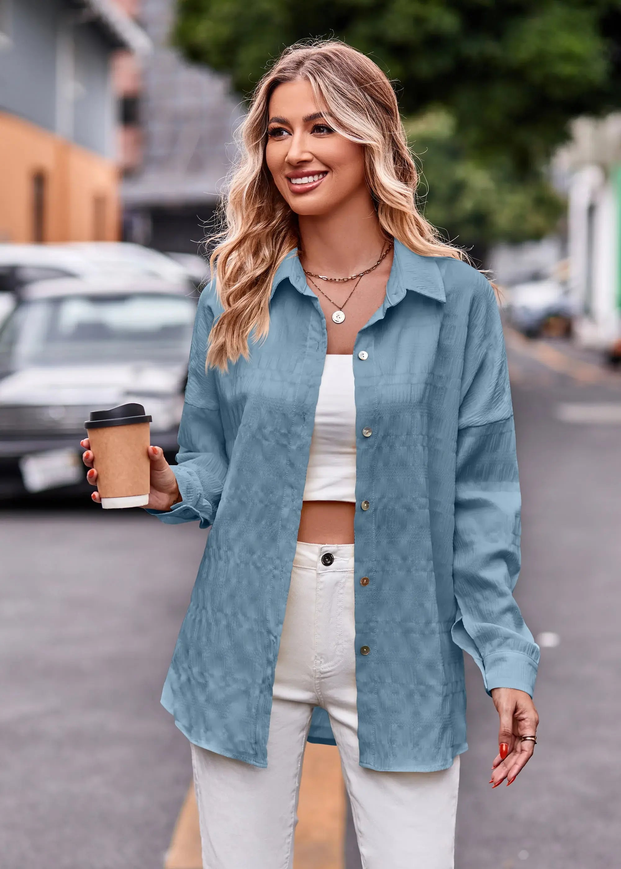Dropped Shoulder Longline Shirt - Trendsi - Flyclothing LLC