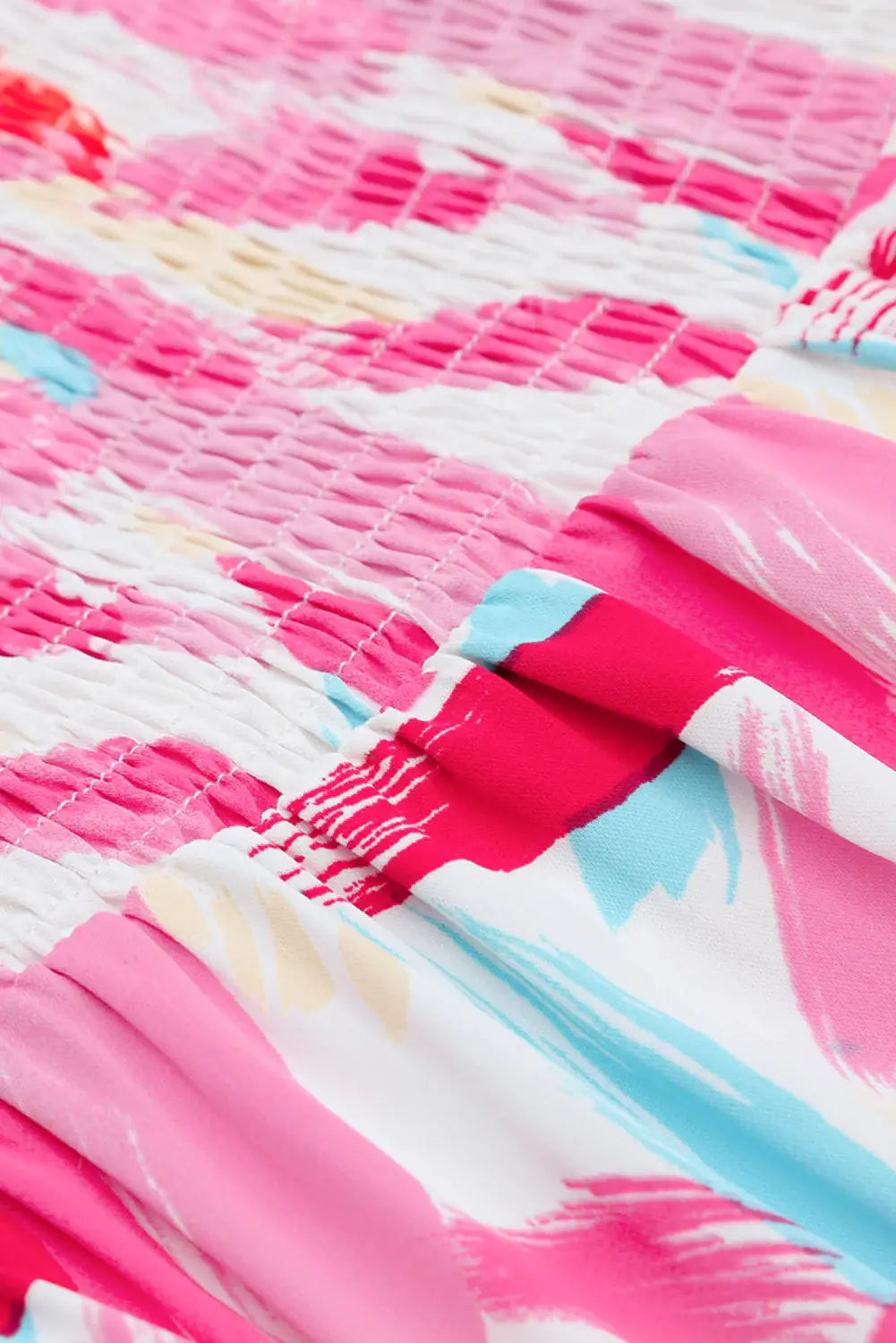 Printed Square Neck Tied Smocked Dress - Trendsi - Flyclothing LLC