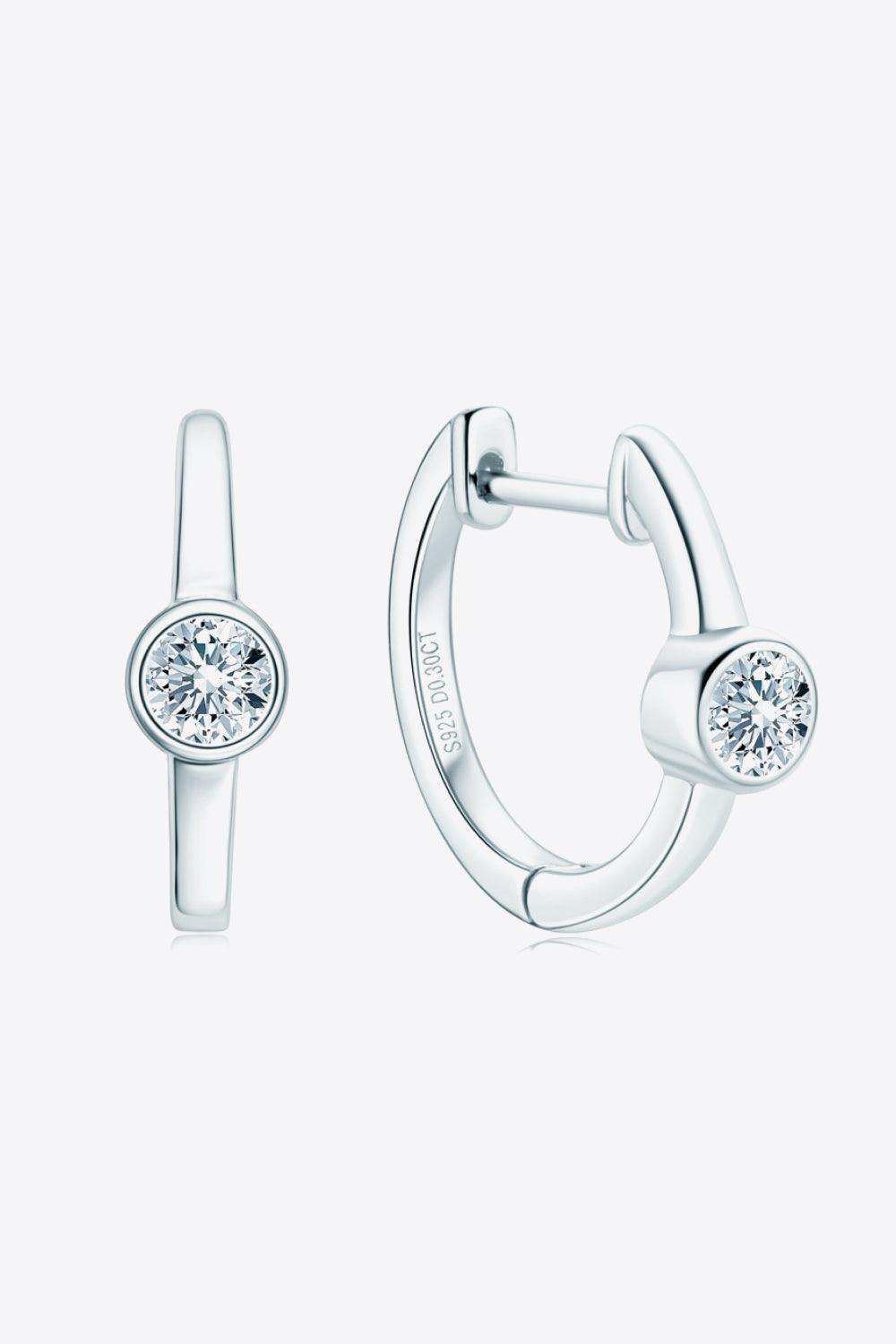 18k Gold-Plated Inlaid Moissanite Huggie Earrings - Trendsi - Flyclothing LLC