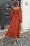 Smocked Ruffle Hem Flounce Sleeve Dress - Trendsi