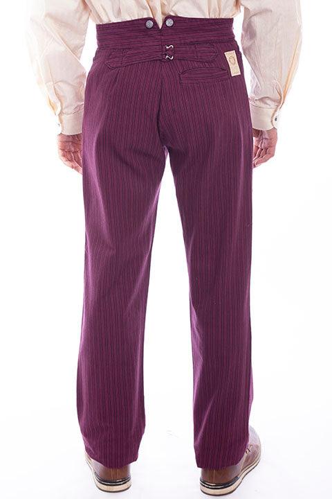Scully Leather Burgundy Rail Stripe Mens Pant - Flyclothing LLC