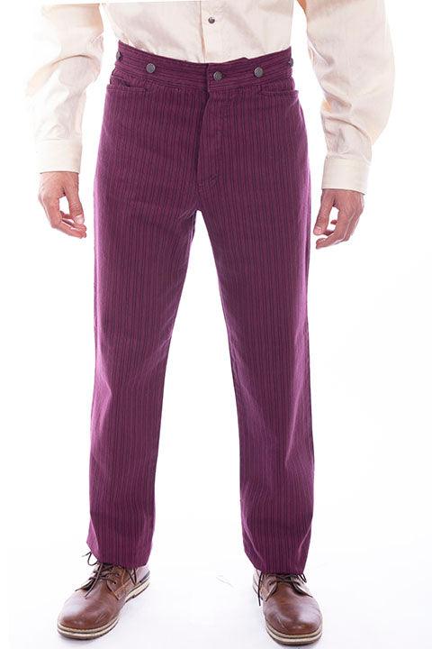Scully Leather Burgundy Rail Stripe Mens Pant - Flyclothing LLC