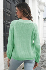 Round Neck Rib-Knit Sweater - Trendsi