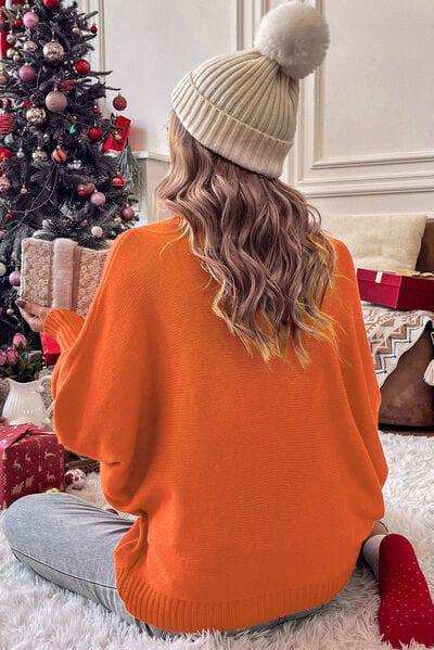 Merry Letter Embroidered High Neck Sweater - Trendsi - Flyclothing LLC