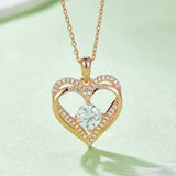 1.2 Carat Moissanite 925 Sterling Silver Heart Necklace - Trendsi - Flyclothing LLC