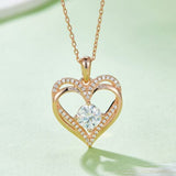 1.2 Carat Moissanite 925 Sterling Silver Heart Necklace - Trendsi