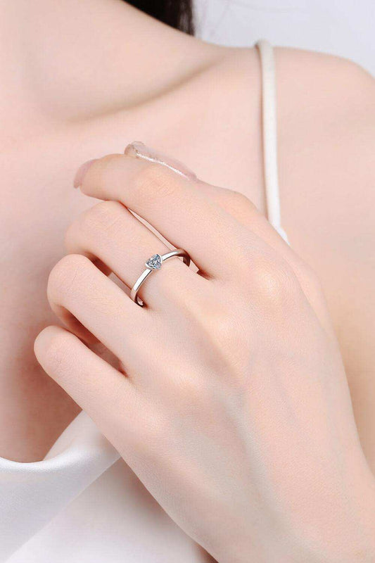 Heart-Shaped Moissanite Solitaire Ring - Trendsi - Flyclothing LLC
