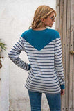 Striped Round Neck Long Sleeve T-Shirt - Trendsi - Flyclothing LLC