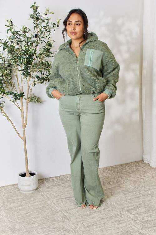 Heimish Full Size Zip Up Collared Neck Jacket - Trendsi - Flyclothing LLC