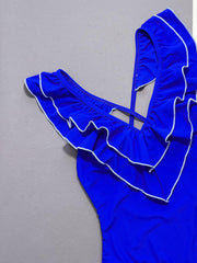 Ruffled Crisscross Backless One-Piece Swimsuit - Trendsi