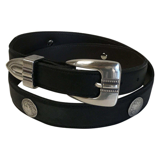 Tapered Genuine Leather Western Belt with Buffalo Nickels (Black or Brown) - Rockmount Clothing - Flyclothing LLC