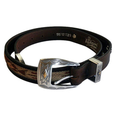 Brown Native Ribbon Genuine Leather Western Belt with Conchos - Flyclothing LLC