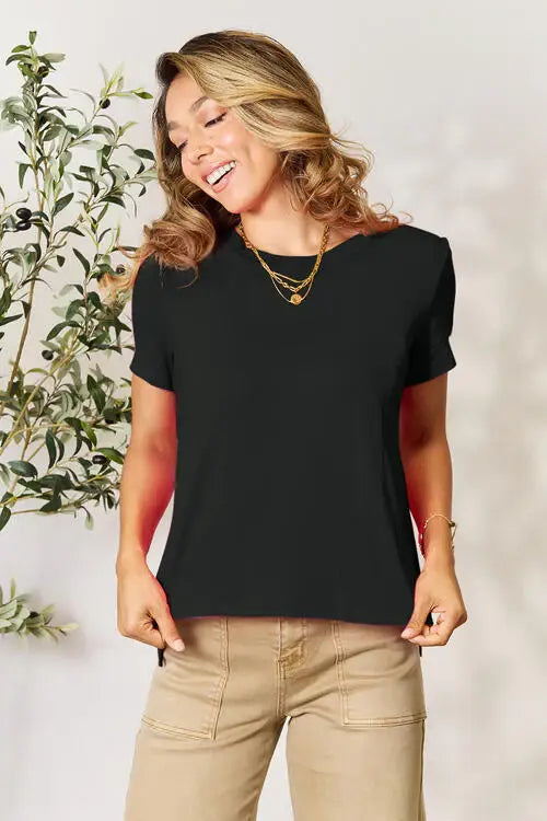 Basic Bae Full Size Round Neck Short Sleeve T-Shirt - Trendsi - Flyclothing LLC