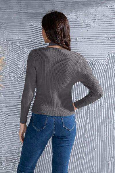 Halter Neck Long Sleeve Sweater - Trendsi - Flyclothing LLC