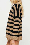 Striped Round Neck Dropped Shoulder Sweater - Trendsi - Flyclothing LLC