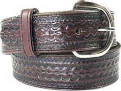 Rockmount Clothing Brown Tooled Scalloped Genuine Leather Western Belt