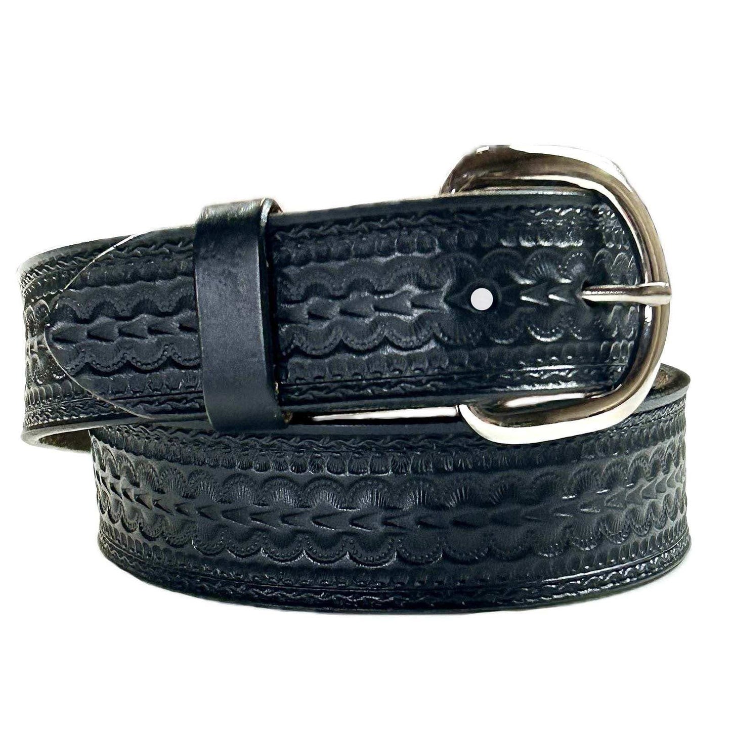 Rockmount Clothing Black Tooled Scalloped Genuine Leather Western Belt - Rockmount Clothing - Flyclothing LLC