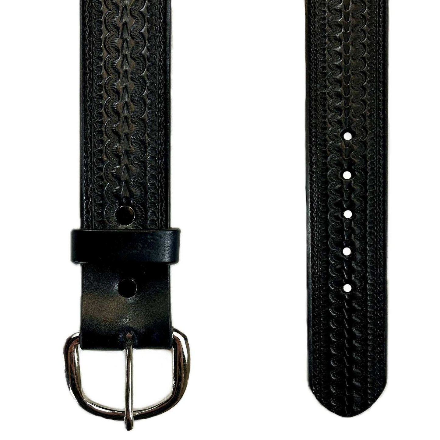 Rockmount Clothing Black Tooled Scalloped Genuine Leather Western Belt - Rockmount Clothing - Flyclothing LLC