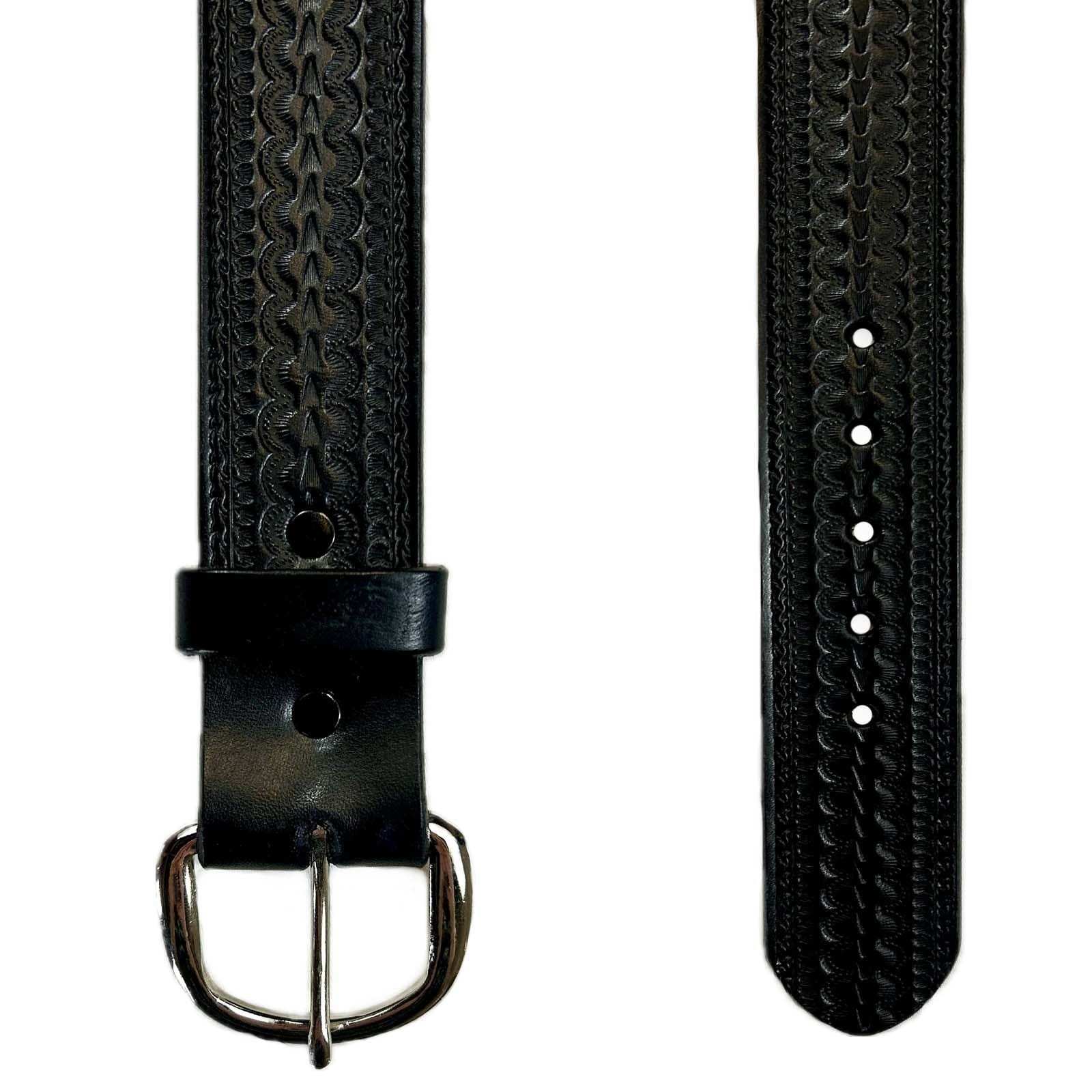 Rockmount Clothing Black Tooled Scalloped Genuine Leather Western Belt - Rockmount Clothing - Flyclothing LLC