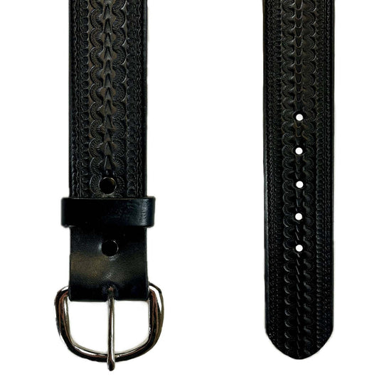 Rockmount Clothing Black Tooled Scalloped Genuine Leather Western Belt