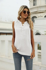 Swiss Dot Notched Neck Tank - Trendsi - Flyclothing LLC